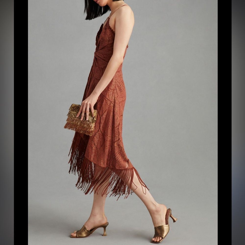 Anthropologie x Bhanuni by Jyoti Crochet Fringe Dress NWOT
